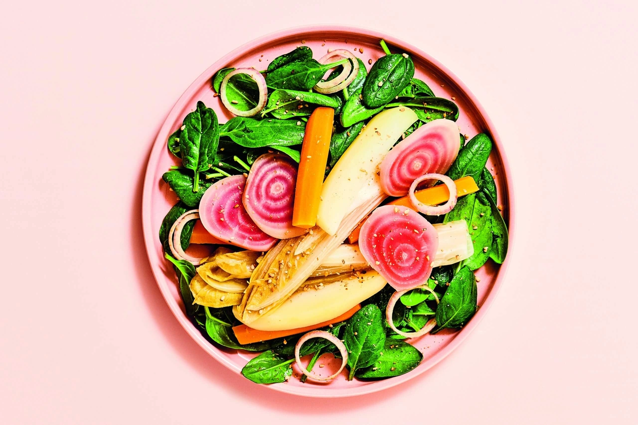 7 minuten in de keuken - Veggie: groenten op een bedje van spinazie