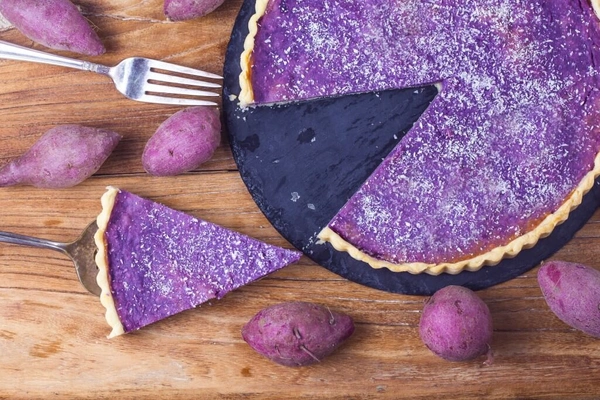 Ube: paarse zoete aardappel taart