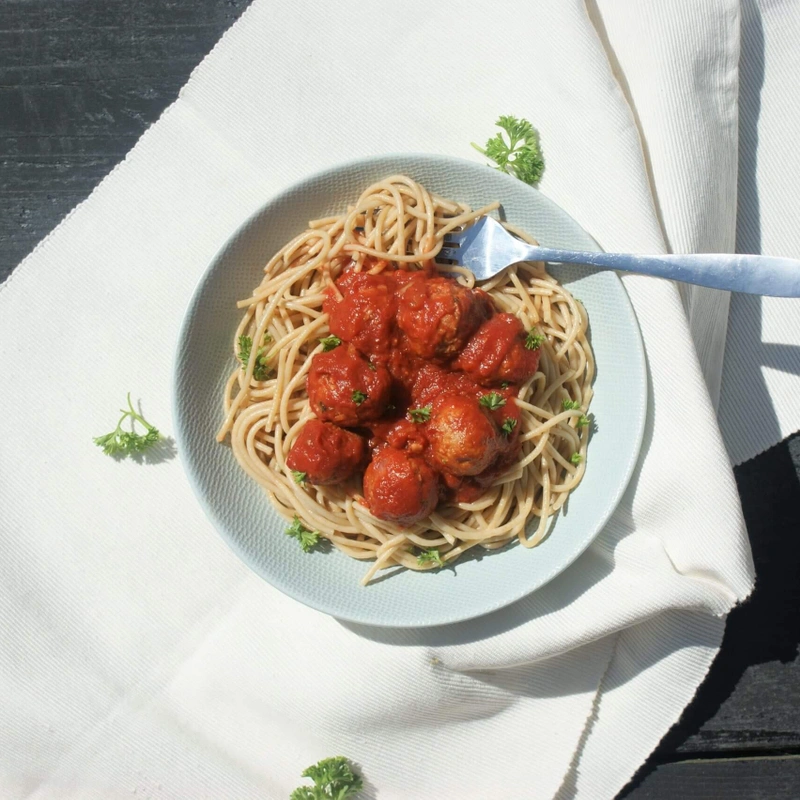 Spaghetti met vegan gehaktballetjes