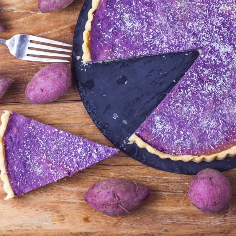 Ube: paarse zoete aardappel taart