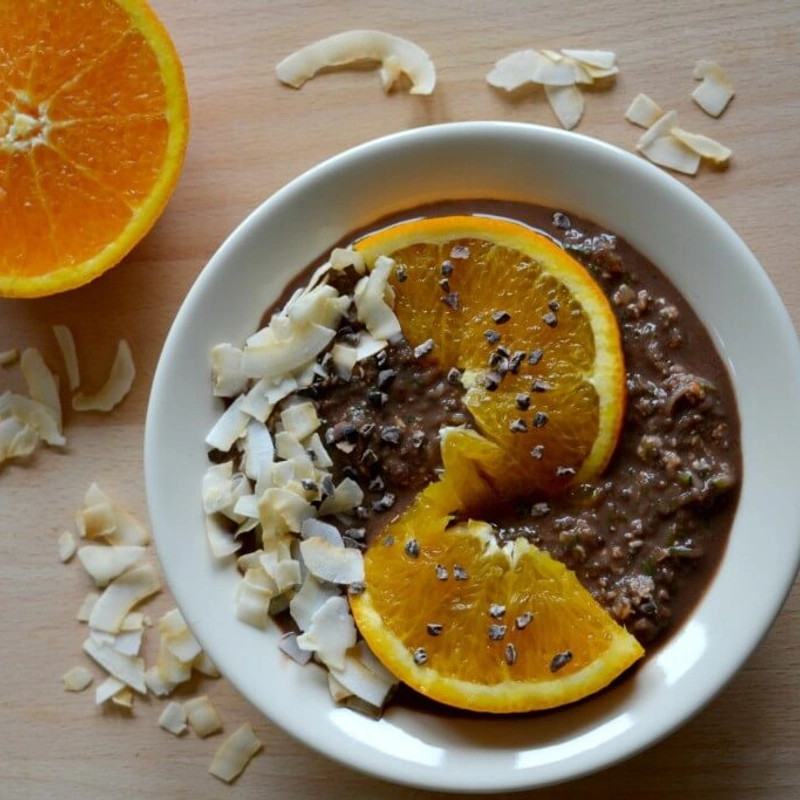 Overnight oats: Courgette met sinaasappel en cacao
